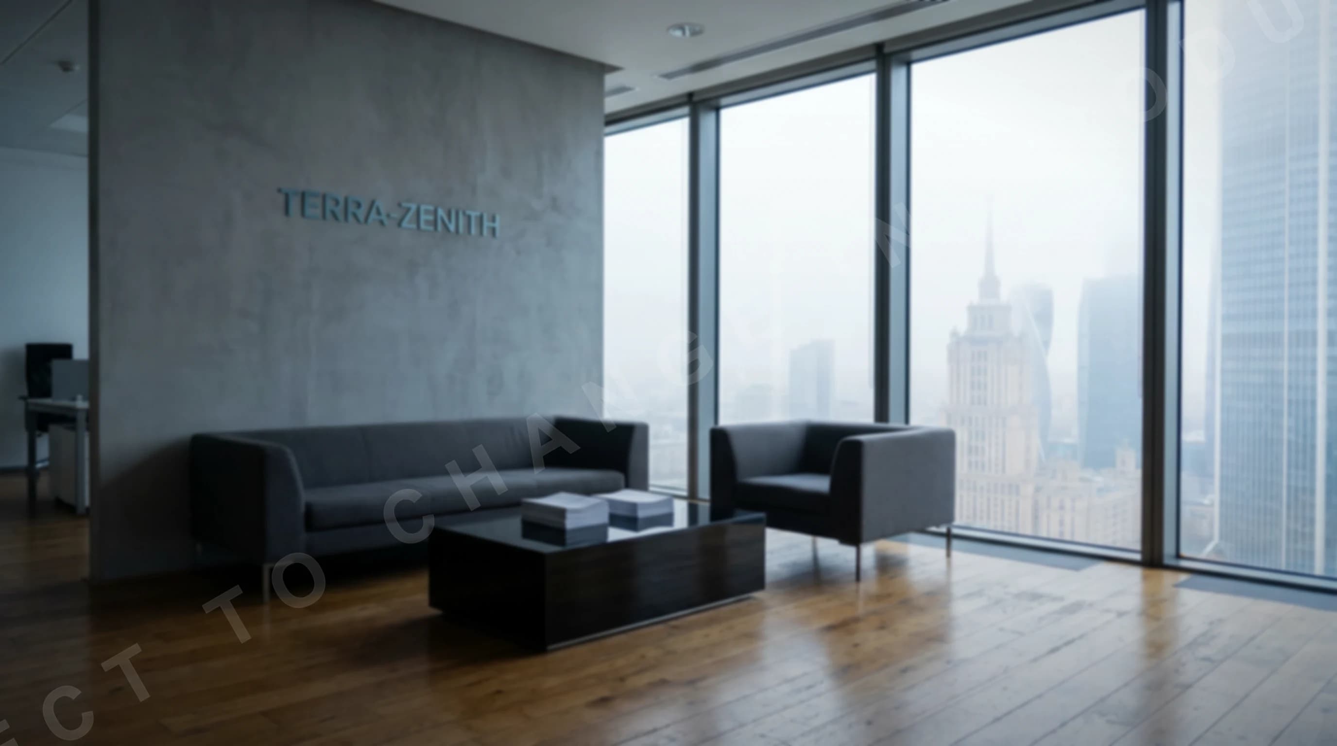 Moscow office reception with Terra-Zenith branding