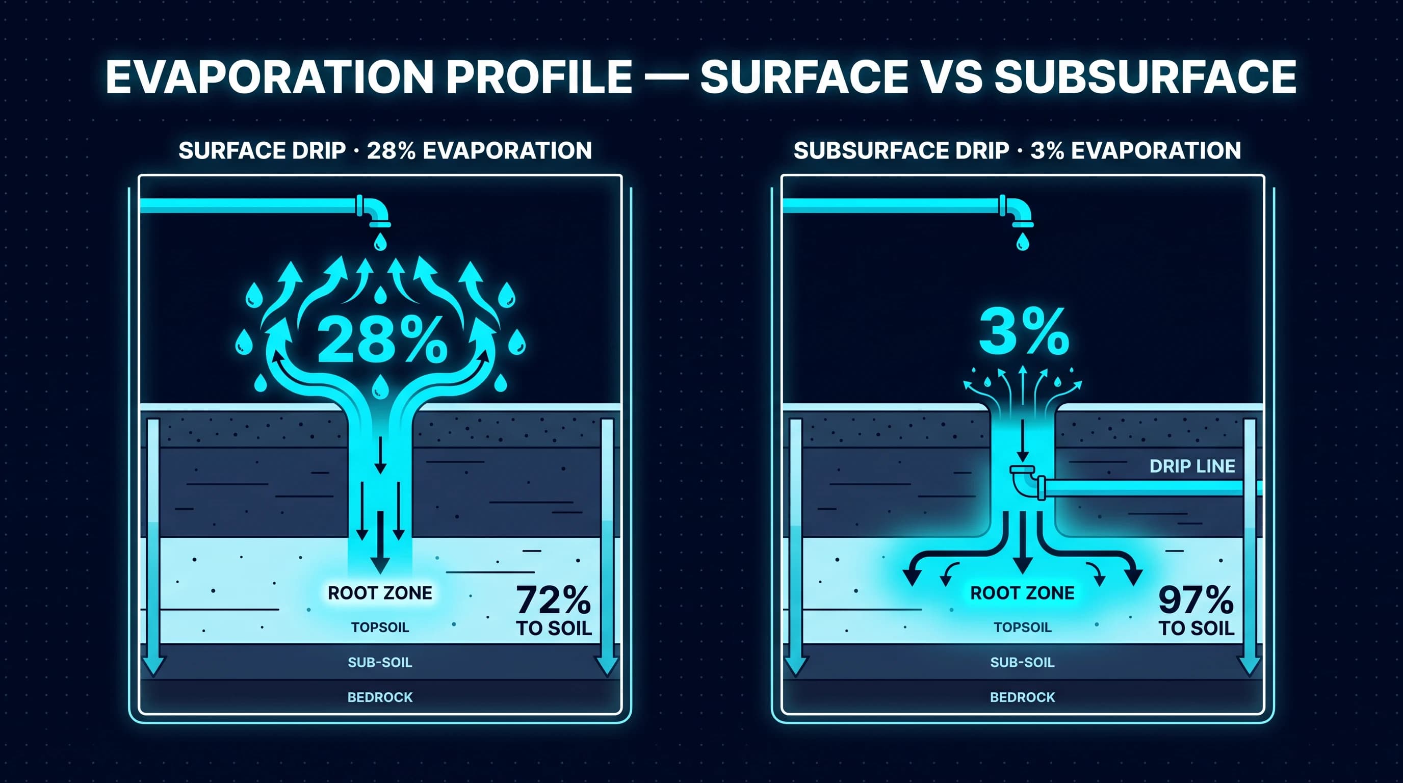 Evaporation profile — surface vs subsurface